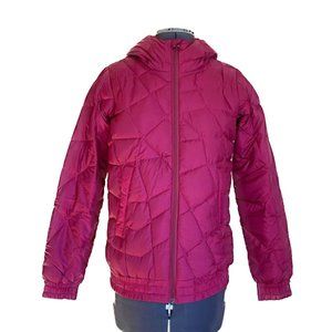 Patagonia Aliso Down Jacket Bomber Style Womens XS Magenta color w/ Hood